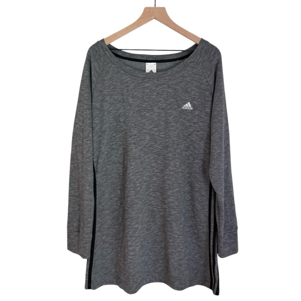 NWT Adidas Women’s Long Sleeve Round Neck Terry Tunic‎ Top Grey Size XL